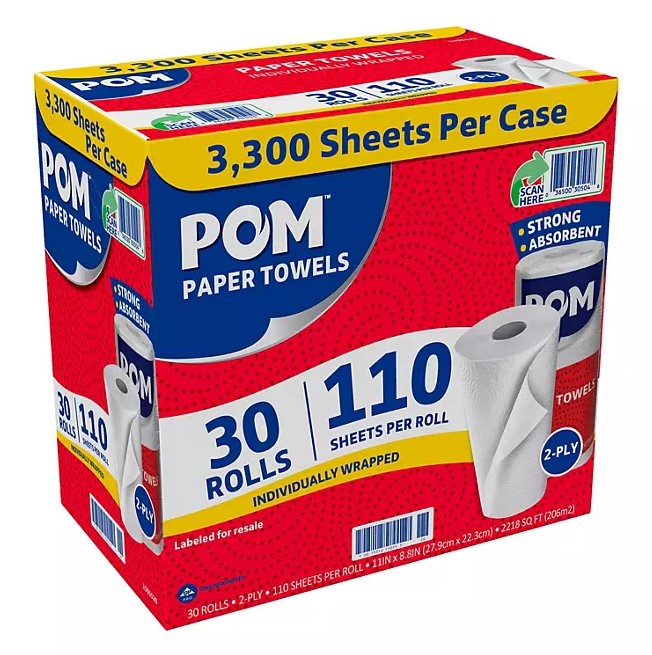 POM Individually Wrapped 2-Ply Paper Towels (110 Sheets/roll, 30 Rolls ...