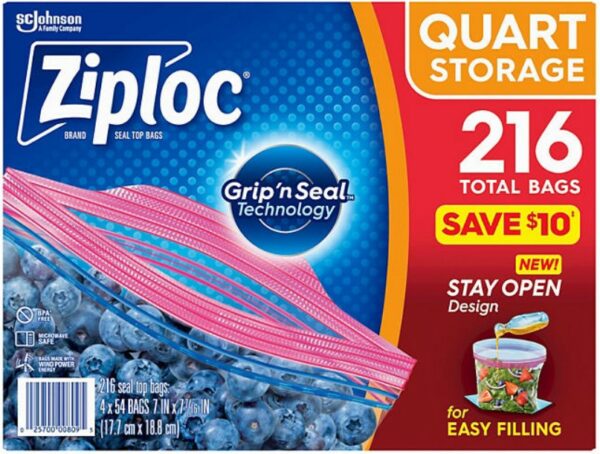 Ziploc Storage Quart Bags