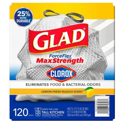 Glad ForceFlex Tall Kitchen Trash Bags With Clorox