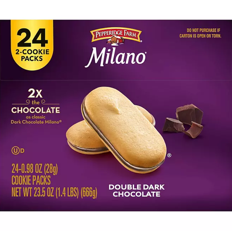 Milano Double Dark Chocolate Cookies (0.98 oz., 24 pk.) - Polestar ...